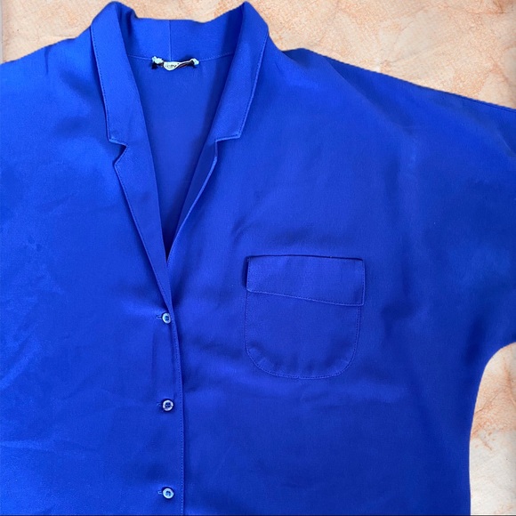Short Raglan Sleeve Blouse in Rich Royal Blue - Picture 5 of 11